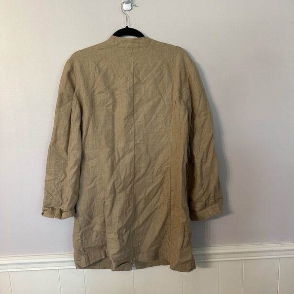 Chico’s Women’s Long Sleeve with Lace Tan Button Front Linen Jacket Sz 2, L GUC - Picture 3 of 8